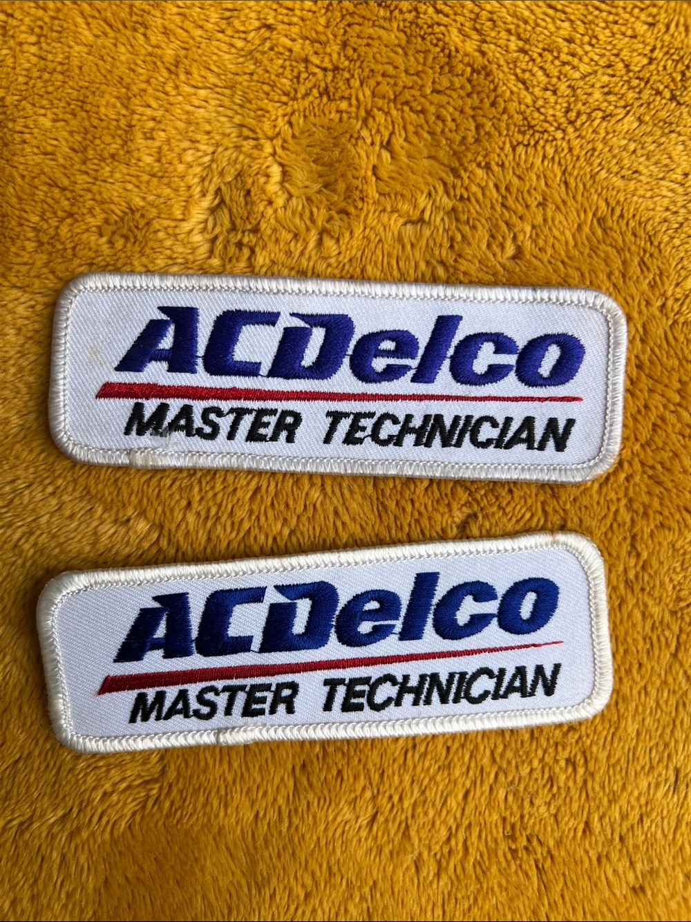 Master Technician White Embroidered Patch - Blue & Red Logo x 2